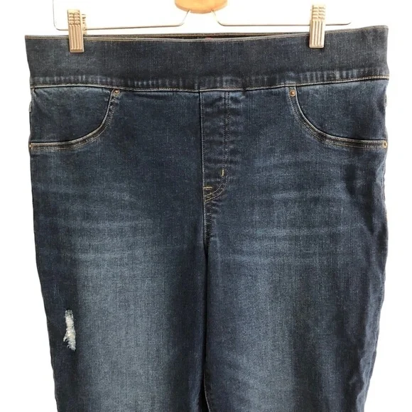 Spanx Denim Distressed Skinny Leggings 1X Blue - Picture 2 of 8